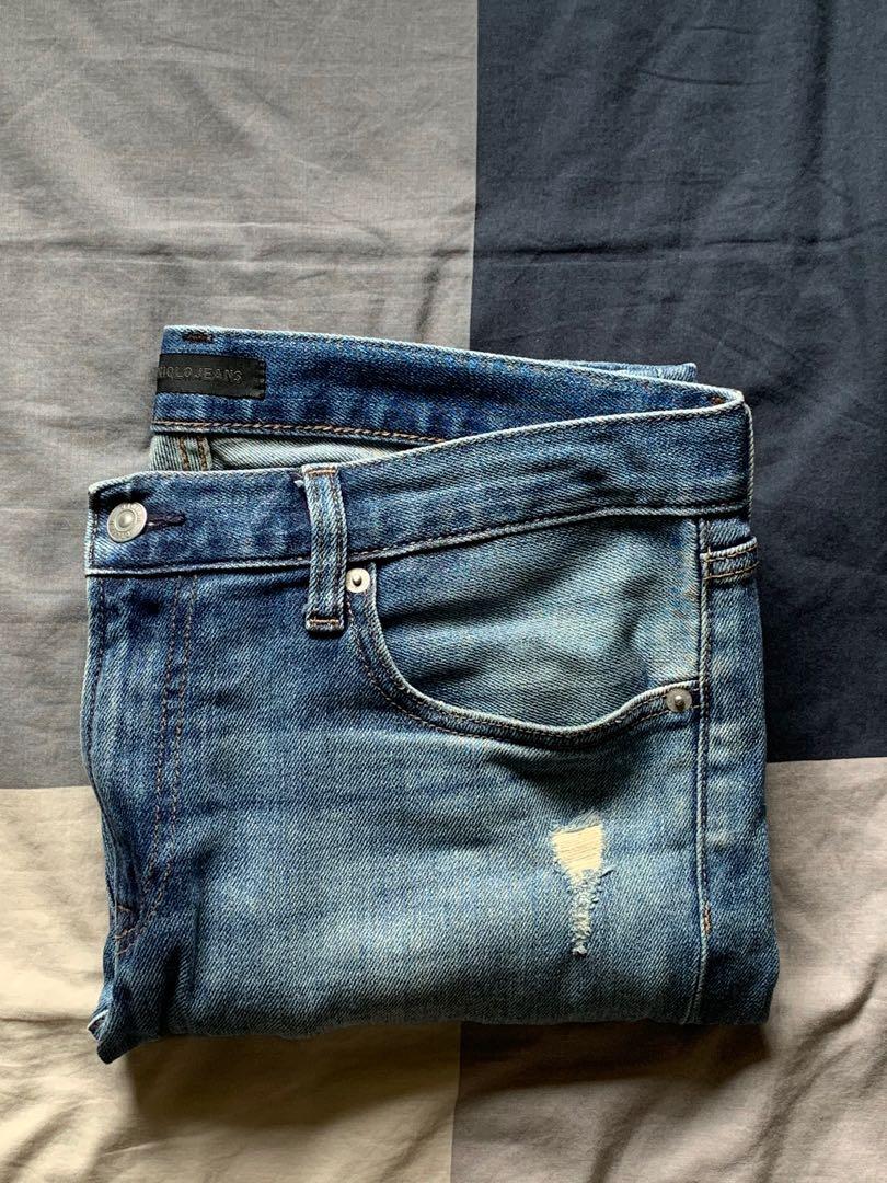 uniqlo slim fit damaged jeans