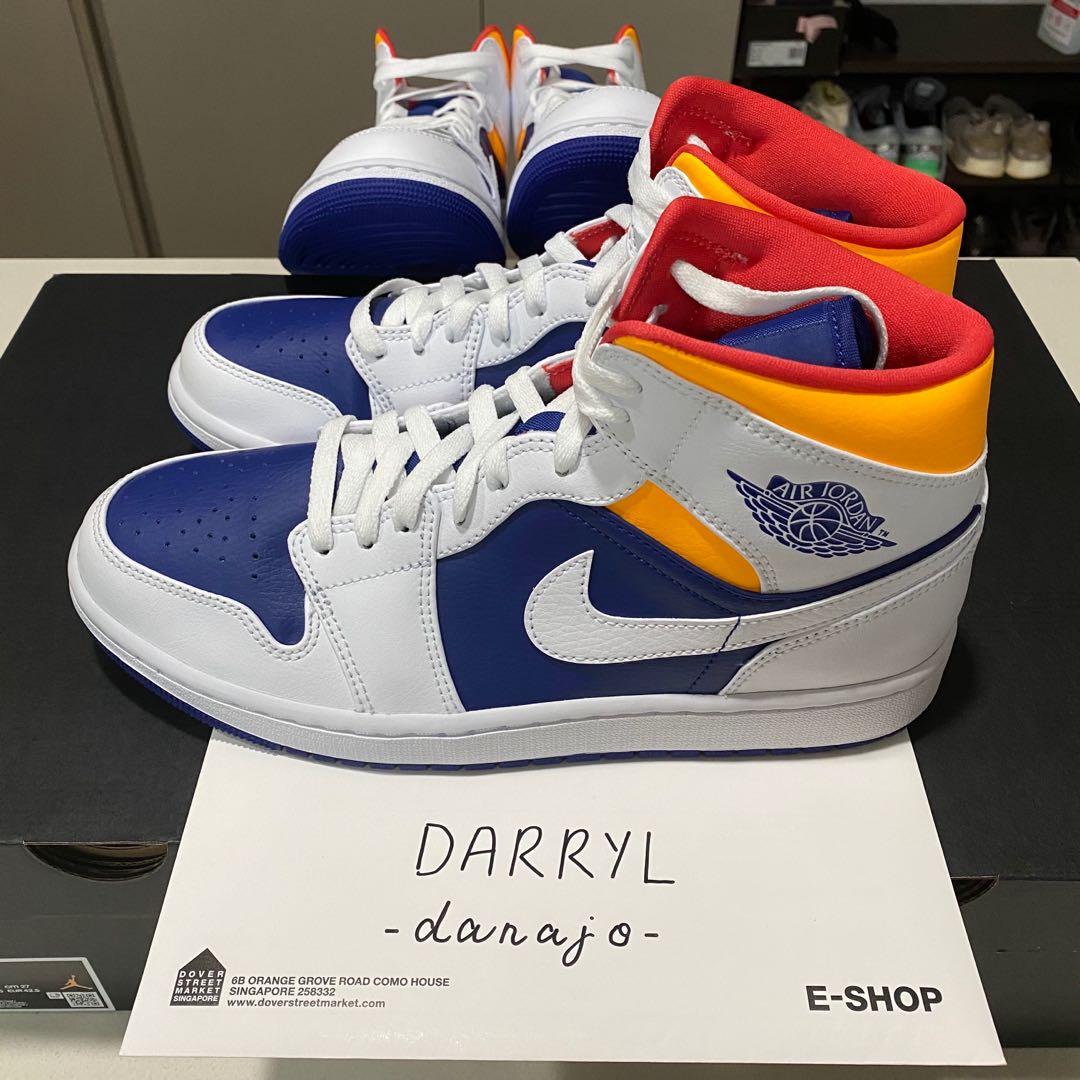 Blue and orange 10s jordans top