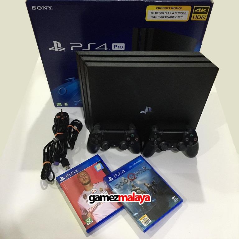 USED PS4 PRO 1TB 2 CONTROLLER 2 CD LOKASI BANGI
