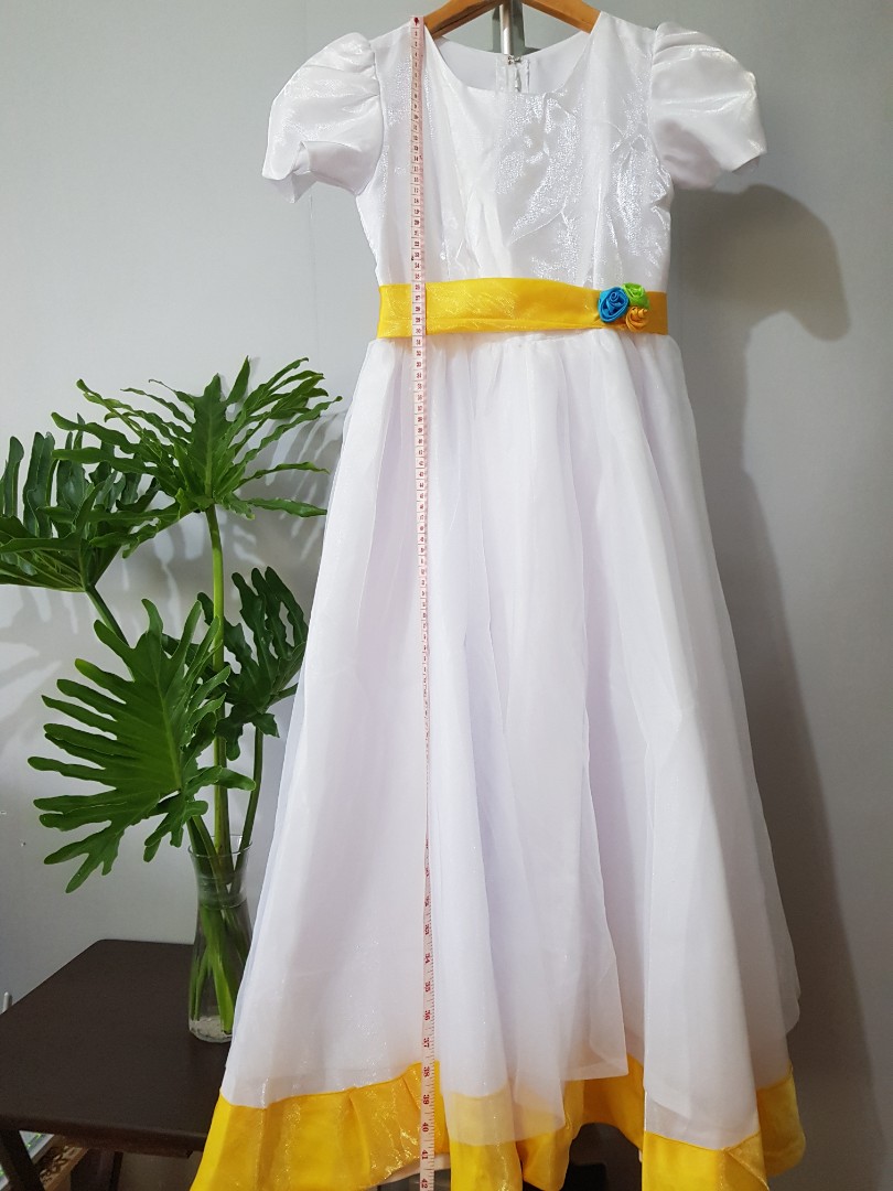 yellow and white gown