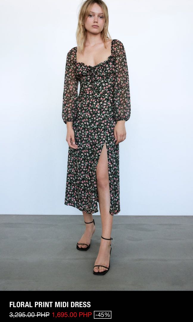 Zara Floral Print Midi Dress, Women's ...
