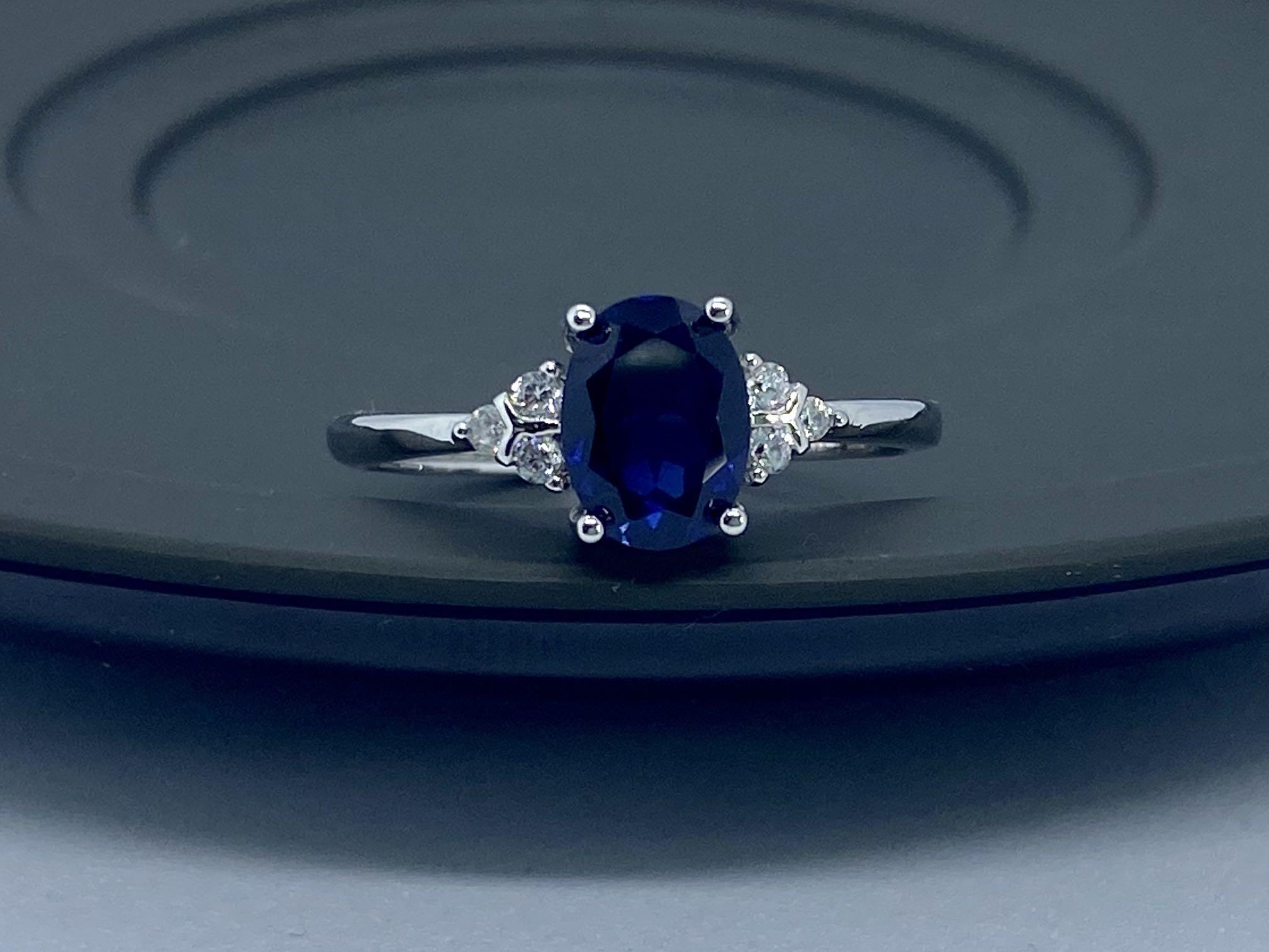 1 5 Ct Usa Sapphire Blue Color Moissanite Oval Ring Women S Fashion Jewellery Rings On Carousell