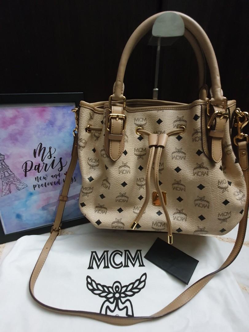 Auth MCM Visetos Drawstring bag Luxury Bags Wallets on Carousell