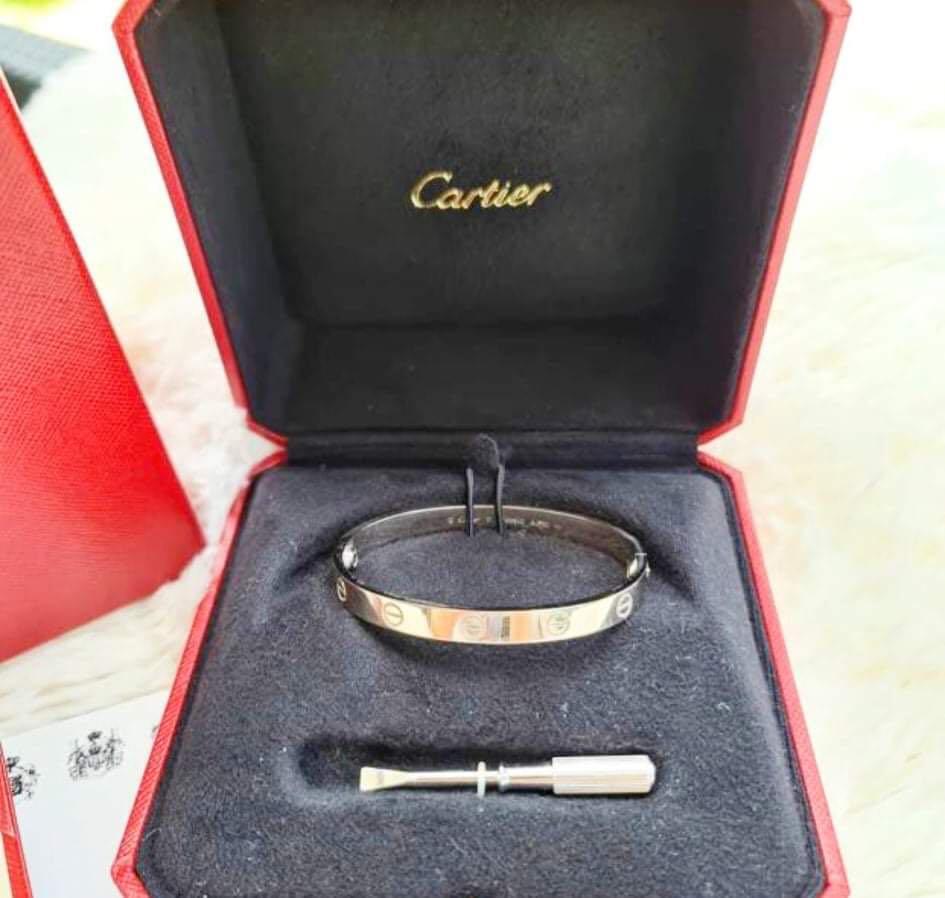 Authentic Cartier Love Bangle (Category: Luxury Accessories) located in Paranaque City. Submitted by r32godzi (Listing ID 1038090733, Image 2). Description: Authentic Cartier Love Bangle • Offer: ₱342,000 • Cartier Love Bangle 17cm • Solid 18K White Gold • Purchased March 2019 • Complete • 100% Authentic.