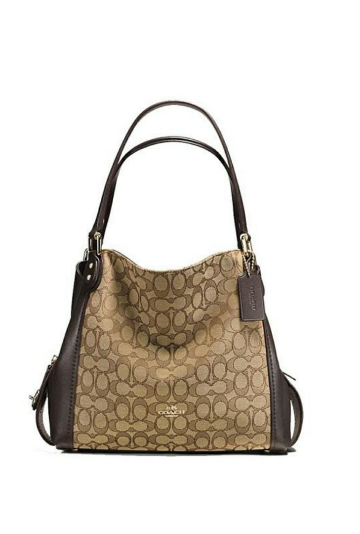 coach edie shoulder bag 28 in signature jacquard