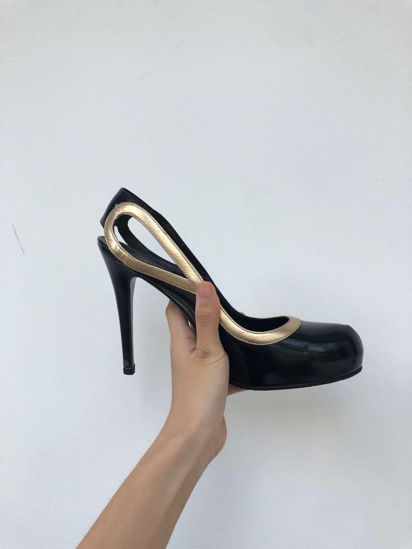 black and gold heels cheap