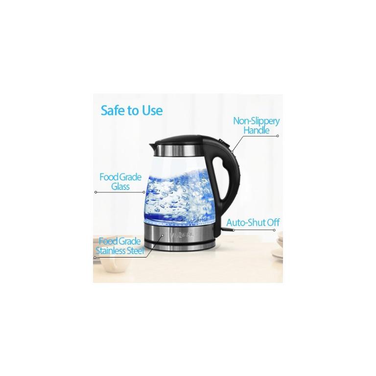BRAND NEW UNUSED 1.7L BLUE LED GLASS ELECTRIC KETTLE VIVREAL GK1702