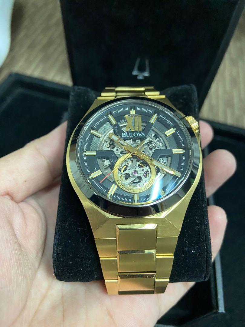 BULOVA Classic Skeleton Black Dial 98A178 Men s Watch Men s