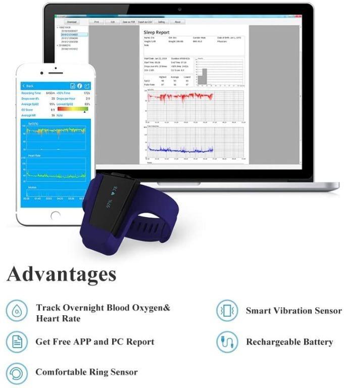 C138 Viatom Wrist Pulse Oximeter, Sleep Oxygen Monitor Tracking