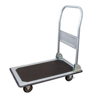 DIRECT DELIVERY Foldable Flatbed Push Cart Black Rubber Metal Tray Platform Trolley