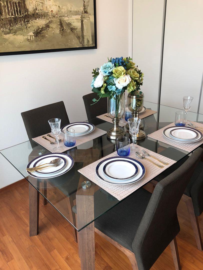 Glass Top Dining Table Furniture Tables Chairs On Carousell
