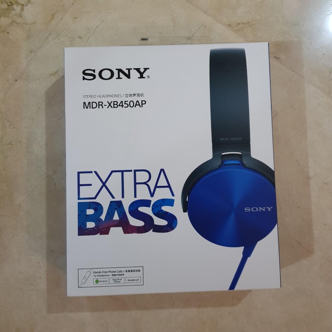 Headset Sony MDR-XB450, Musik \u0026 Media, Aksesoris di Carousell
