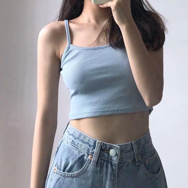 Thin strap crop top best sale