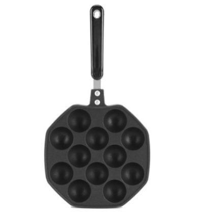 Japanese Takoyaki Pan (Category: Cookware & Accessories) located in Manila. Submitted by trustradeglobal (Listing ID 1038054851, Image 2). Description: This high quality single handled cast iron pan is designed for Takoyaki, the beloved Japanese street good. As you would want from a takoyaki pan, this Cast Iron Pan has a non-stick surface. The batter does not stick at all. You will be able to esily remove the takoyaki out of it. • The pan heat up