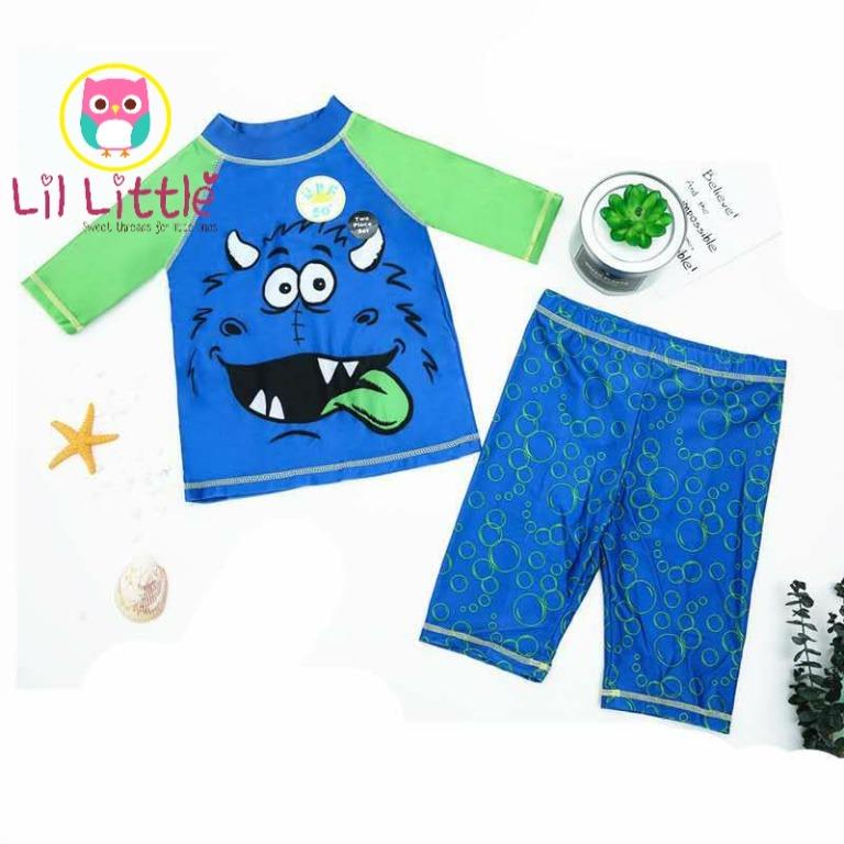 Lil Little Bss37 Kids Printed 2 Piece Sets Swimming Suits Baju Renang Budak Babies Kids Boys Apparel 1 To 3 Years On Carousell