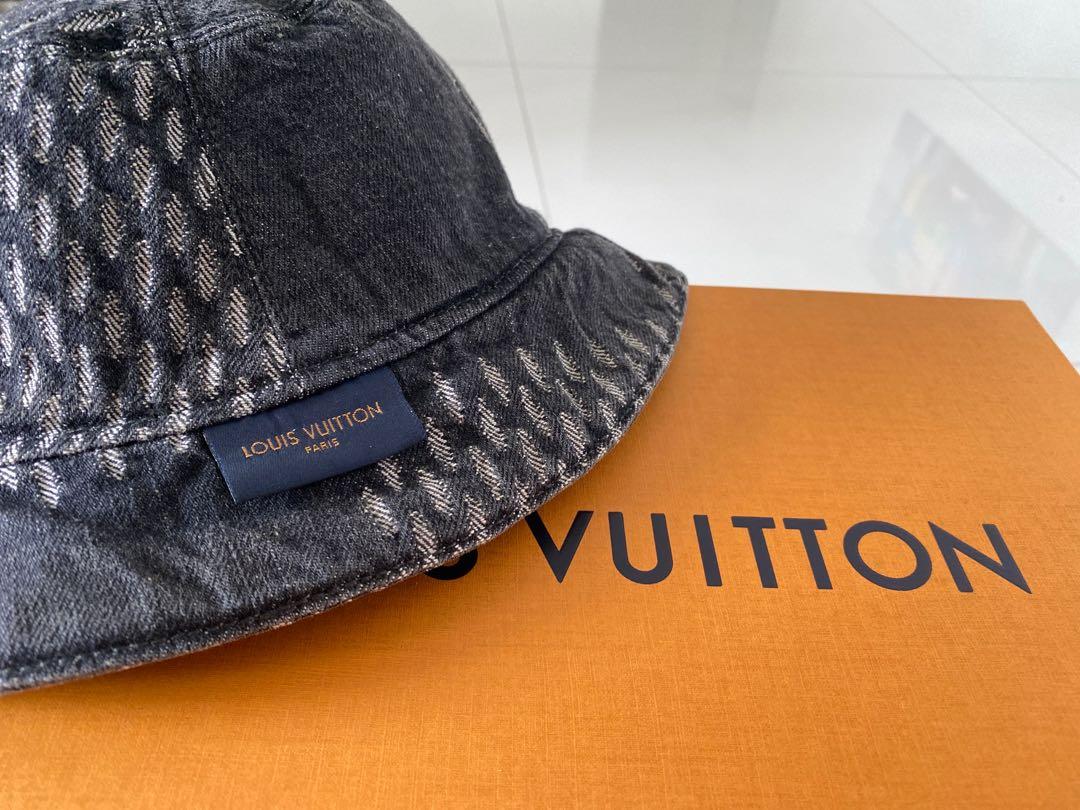 Louis Vuitton Nigo Black Monogram Giant Wave Denim Logo Sun Bucket Hat M  58cm