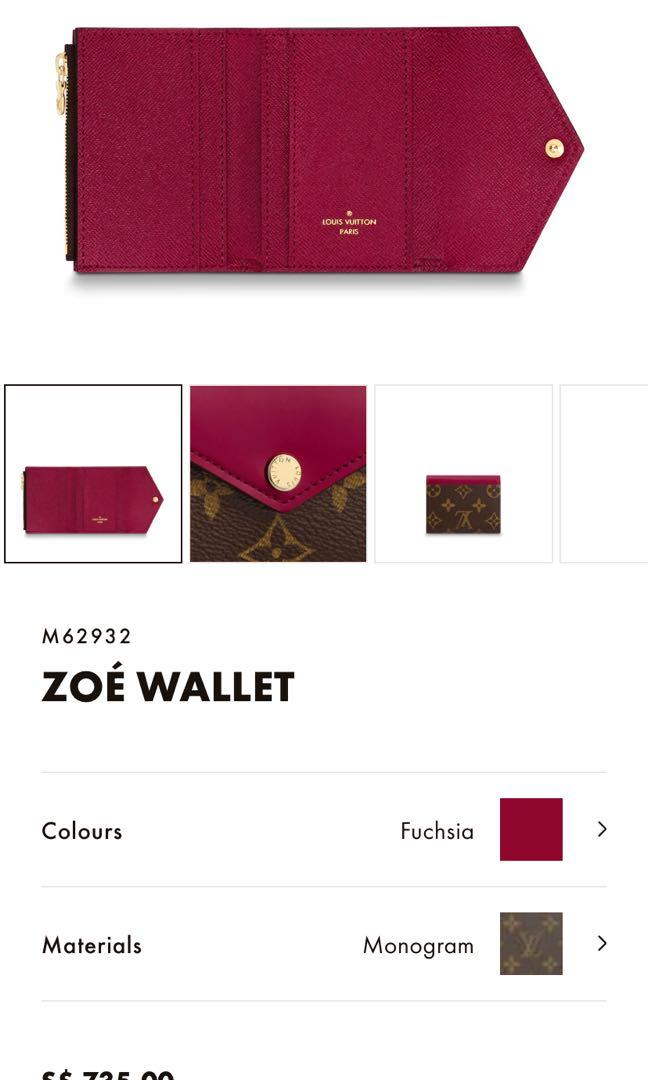 Louis Vuitton Monogram Zoe Small Wallet 2018 M62932