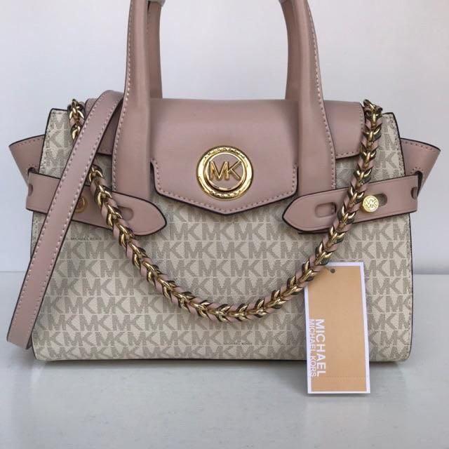 Michael Kors crossbody Carmen Small Logo and Leather Belted Satchel,  Women's Fashion, Bags & Wallets, Purses & Pouches on Carousell