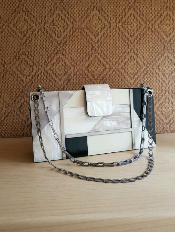 Mimco art deco perspex clutch