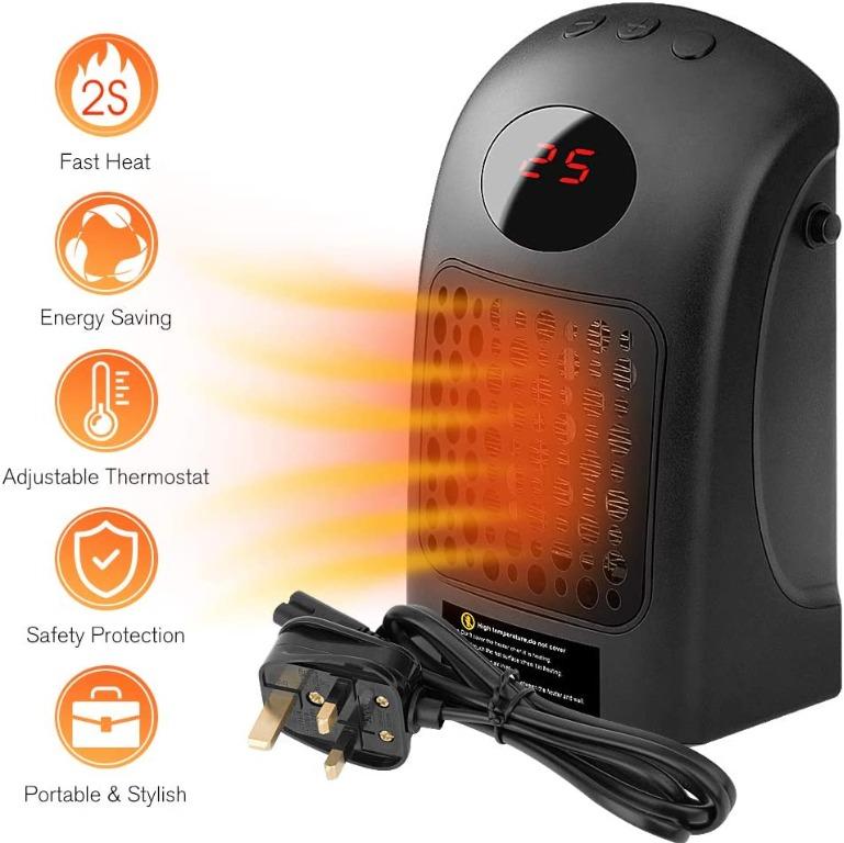 FGRYB Portable Space Heater Mini Ceramic Fan Heater 900W Electric PTC Heater with 1.5M Extension Cord,Personal Heater with Adjustable Thermostat,Overheat and Tip-over Protection for Home and Office 