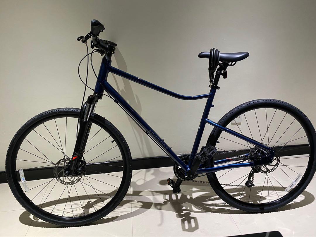 blue hybrid bike