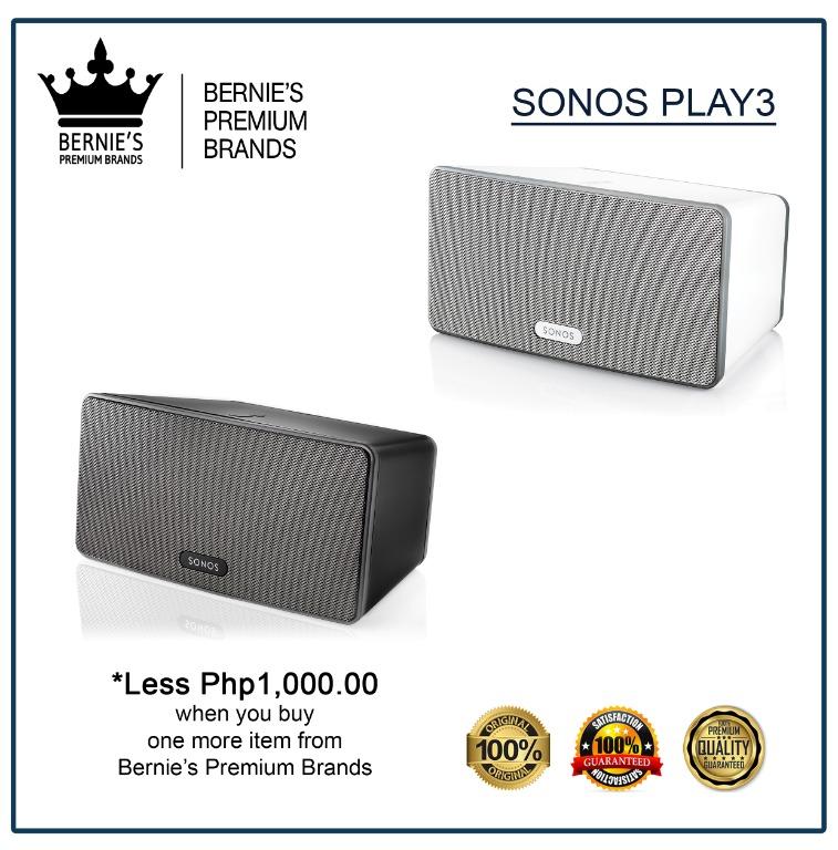 SONOS PLAY3 (Category: Soundbars, Speakers & Amplifiers) located in Pasay City. Submitted by premiumbrands (Listing ID 1038256861, Image 1). Description: 100% Certified Original/Genuine product. Everything is brand new, and factory sealed. Available, and ready for FREE delivery via LBC Hong Kong (3-7 days, LBC-HK schedule). Check out our FACEBOOK pages: Bernie's Premium Brands - Gadgets Bernie's Premium Brands – Women Bernie’s Premium Brands - To