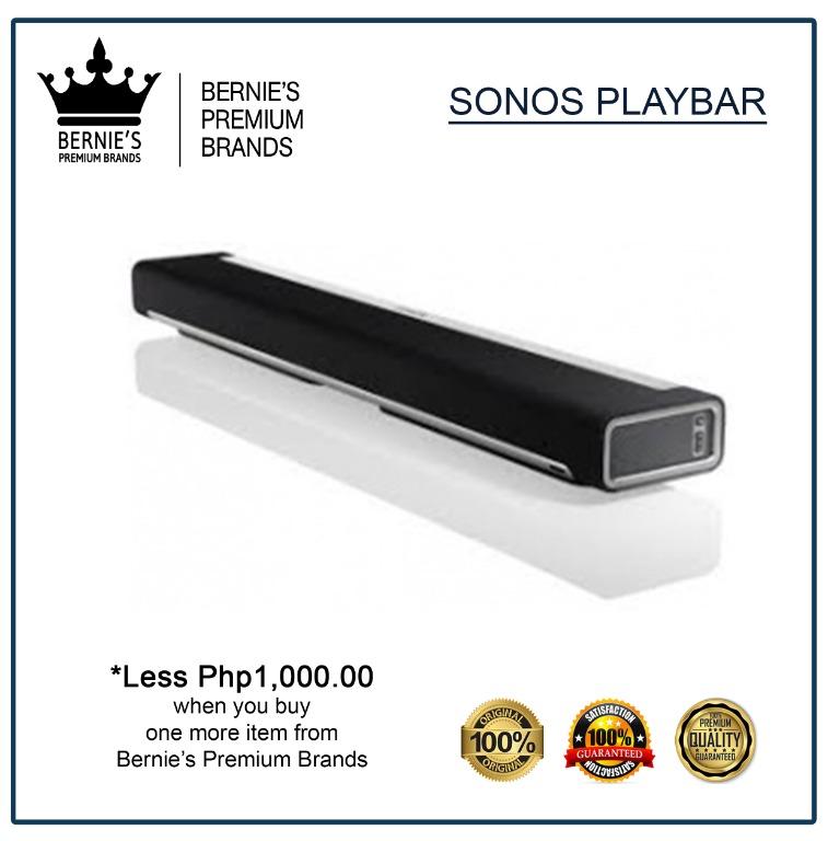SONOS PLAYBAR (Category: Soundbars, Speakers & Amplifiers) located in Pasay City. Submitted by premiumbrands (Listing ID 1038257049, Image 1). Description: 100% Certified Original/Genuine product. Everything is brand new, and factory sealed. Available, and ready for FREE delivery via LBC Hong Kong (3-7 days, LBC-HK schedule). Check out our FACEBOOK pages: Bernie's Premium Brands - Gadgets Bernie's Premium Brands – Women Bernie’s Premium Brands - 