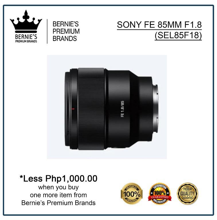 SONY FE 85MM F1.8 (SEL85F18) (Category: Lens & Kits) located in Pasay City. Submitted by premiumbrands (Listing ID 1038257810, Image 1). Description: 100% Certified Original/Genuine product. Everything is brand new, and factory sealed. Available, and ready for FREE delivery via LBC Hong Kong (3-7 days, LBC-HK schedule). Check out our FACEBOOK pages: Bernie's Premium Brands - Gadgets Bernie's Premium Brands – Women Bernie’s Premium Brands - Tools 