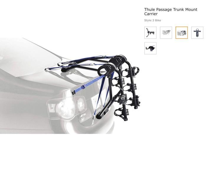 Thule Trunk Passage 3 Bike Rack Sports Equipment Bicycles Parts Bicycles on Carousell