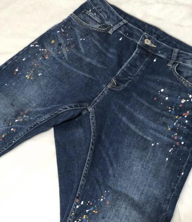 Topman Paint Splatter Denim Jeans 