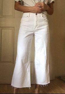 White flare pants