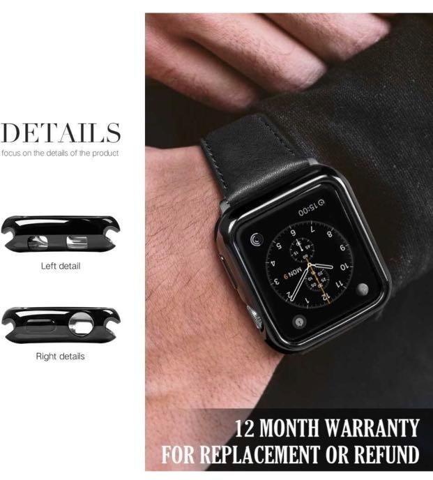 YoLin Apple Watch Series 3 Screen Protector iwatch Cover Soft Transparent TPU All around Protective Case For Apple Watch Series 3 38mm 1 Black 1 Transparent Mobile Phones Gadgets Mobile
