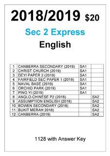 2018/2019 Secondary 2 Express English Past Year Paper