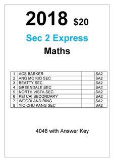 2018 Secondary 2 Express Maths Past Year Paper