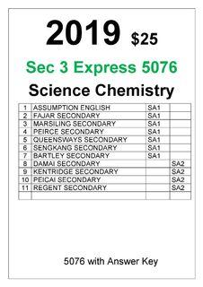 2019 Secondary 3 Express Science Chemistry Past Year Papers