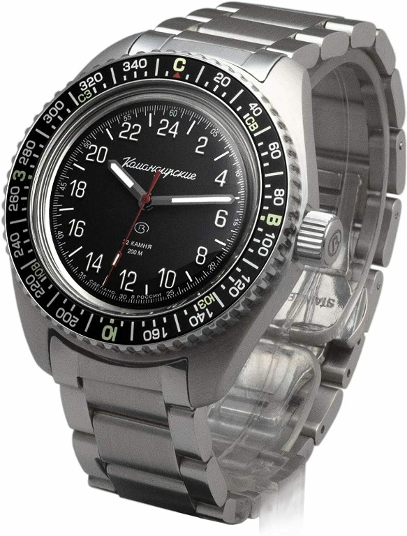 24 hour Russian watch Vostok Komandirskie 03 Compass Bezel