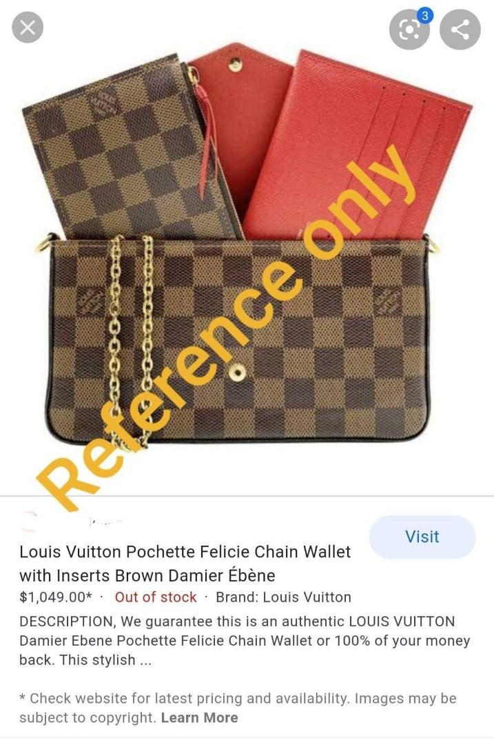 🇯🇵 Auction LV Damier Ebene Felicie Pochette with purse and card