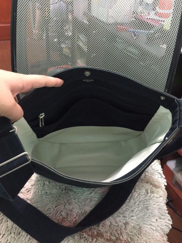 Authentic Porter Girl Naked Bag (Category: Cross-body Bags) located in Cavite. Submitted by ReLove (Listing ID 1038313586, Image 2). Description: Good Used Condition/still presentable/ready to use Made of Cotton Serge (pvc processing) Approx 12.5” x 12.5” Flaws •rubs on corners and back •color transfer on the inside Last pic for reference only No inclusions.