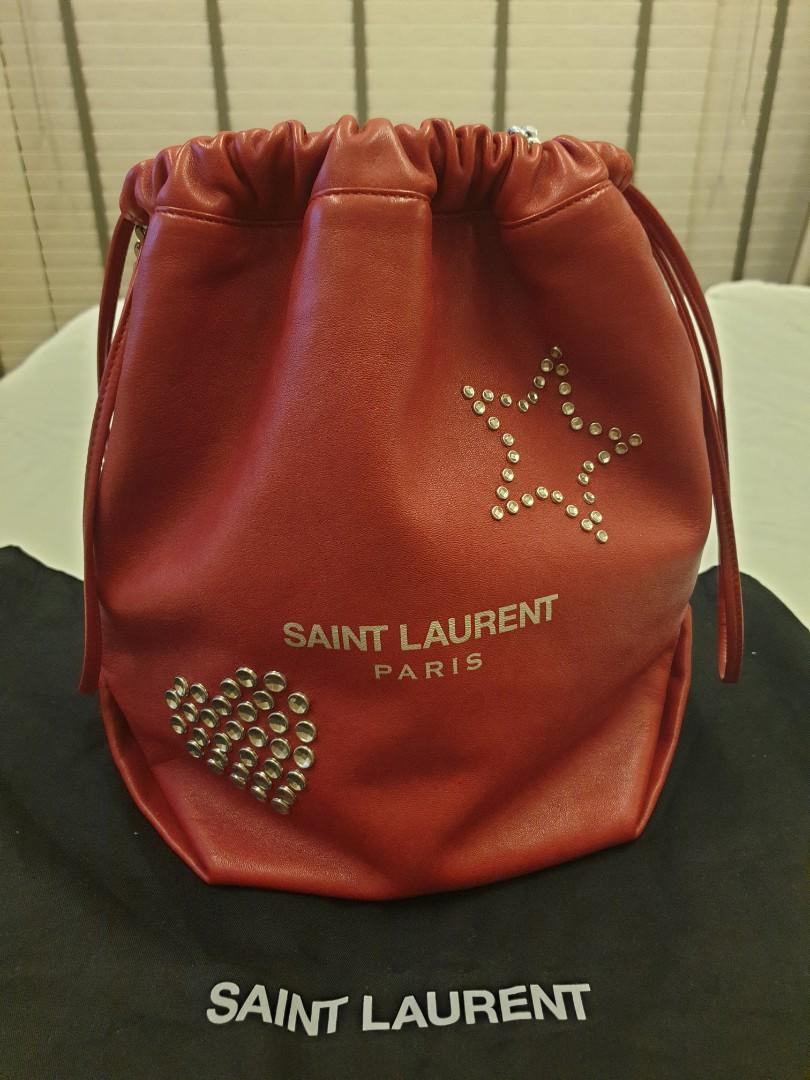 Authentic Saint Laurent Teddy Studded Drawstring Leather Bucket Bag Women S Fashion Bags Wallets Cross Body Bags On Carousell
