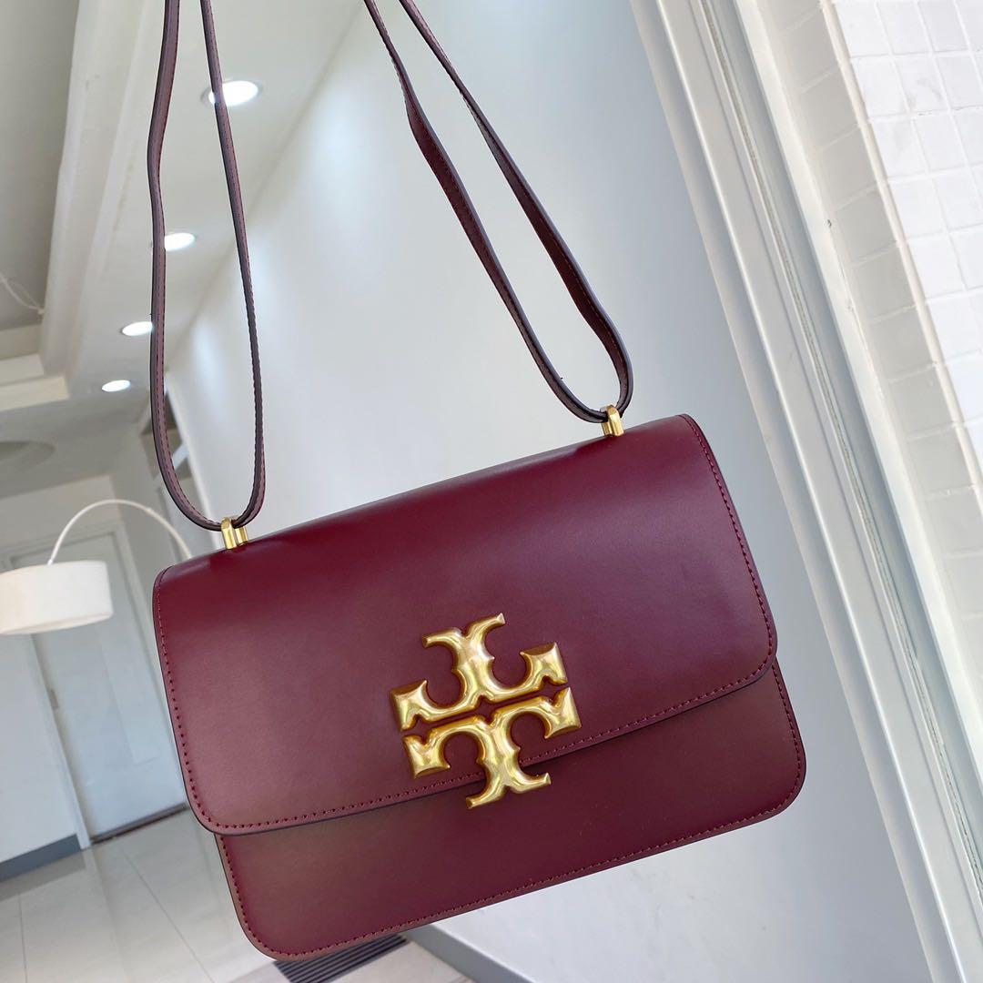 Authentic Tory Burch Box Bag Eleanor Red Maroon, Women's Fashion, Bags &  Wallets, Purses & Pouches on Carousell