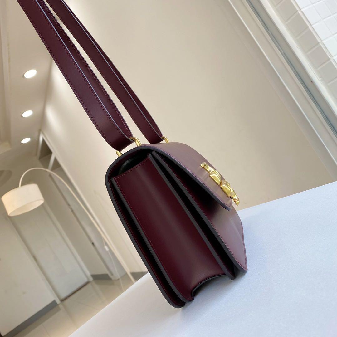 Authentic Tory Burch Box Bag Eleanor Red Maroon, Women's Fashion, Bags