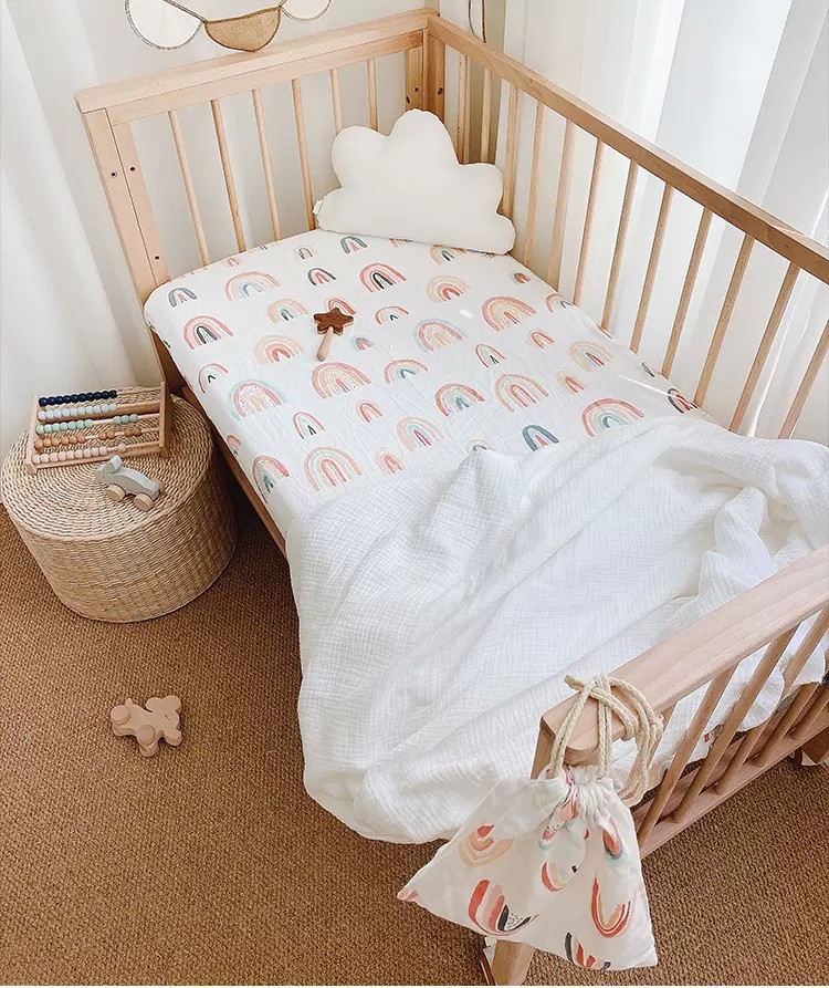 rainbow cot bed sheets