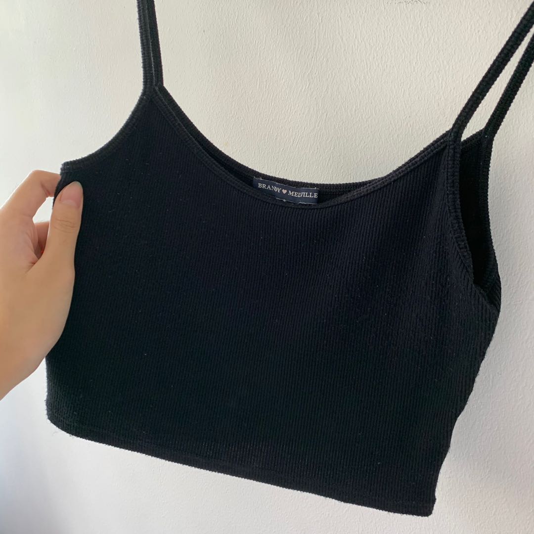 brandy melville black crop tank top, Women's Fashion, Tops, Other Tops on  Carousell