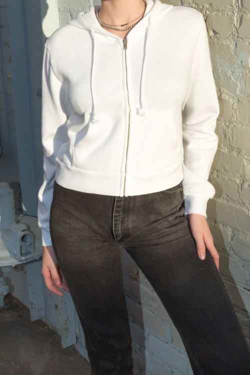 Brandy Melville White Crystal Hoodie Women s Fashion Tops Other Tops on Carousell