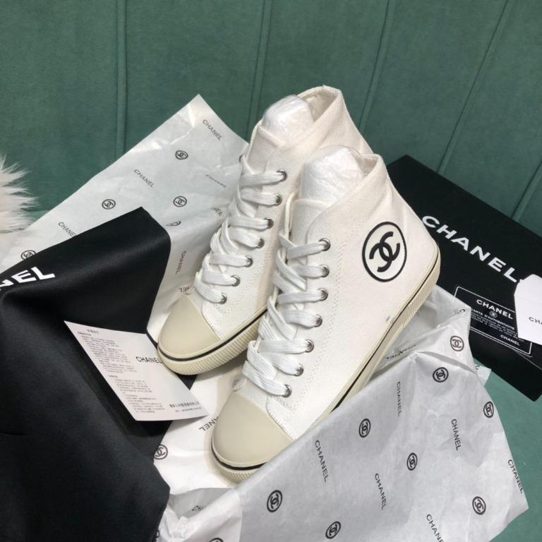 Chanel white high top sneakers top