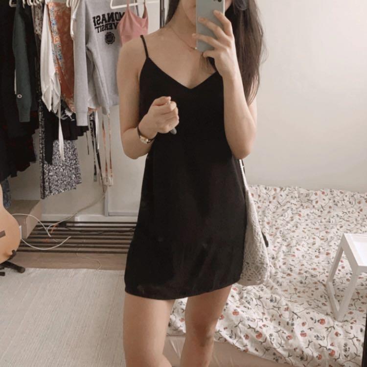 cotton on black slip dress