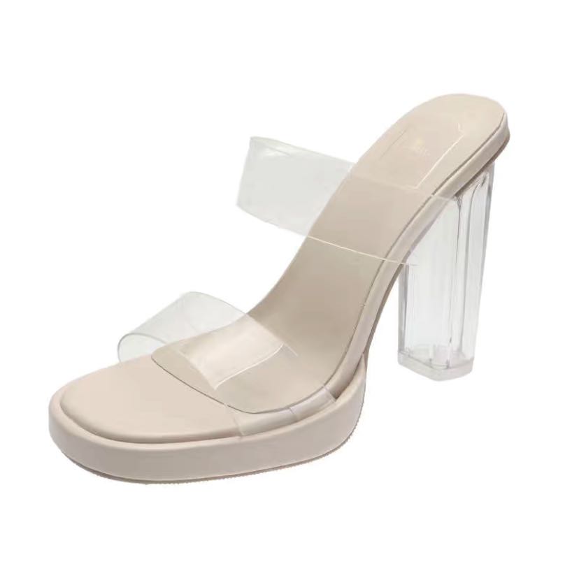 crystal block heel shoes