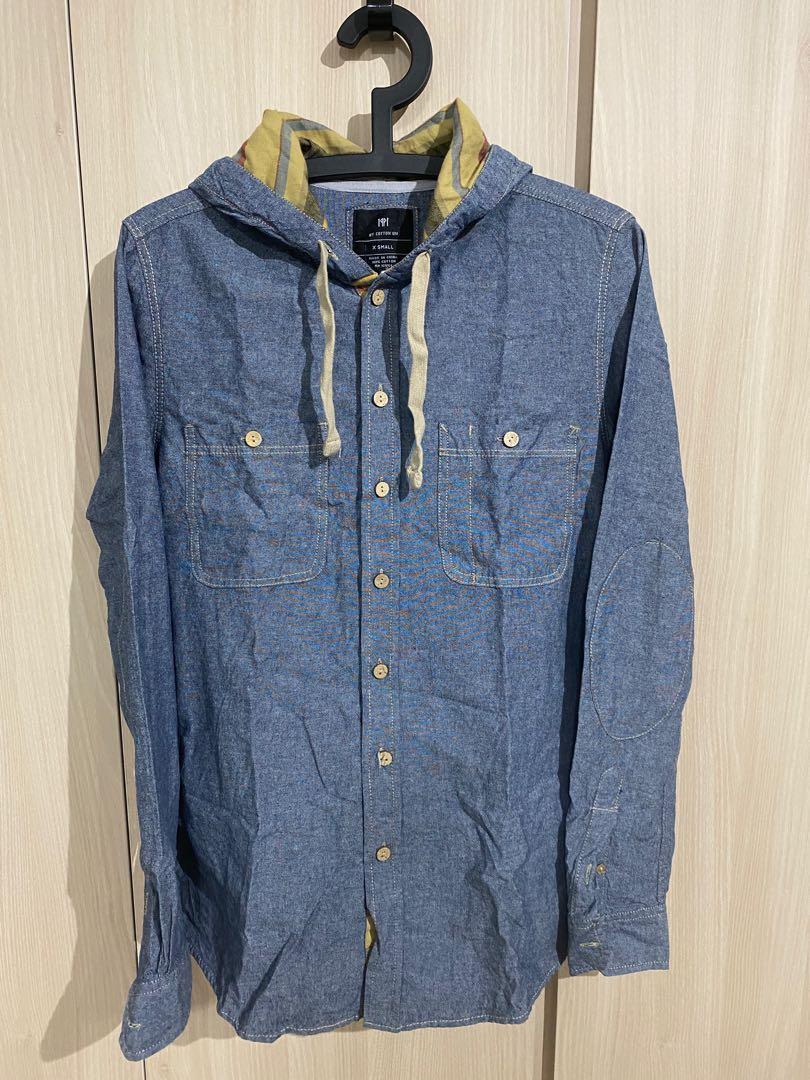 denim shirt with hoodie