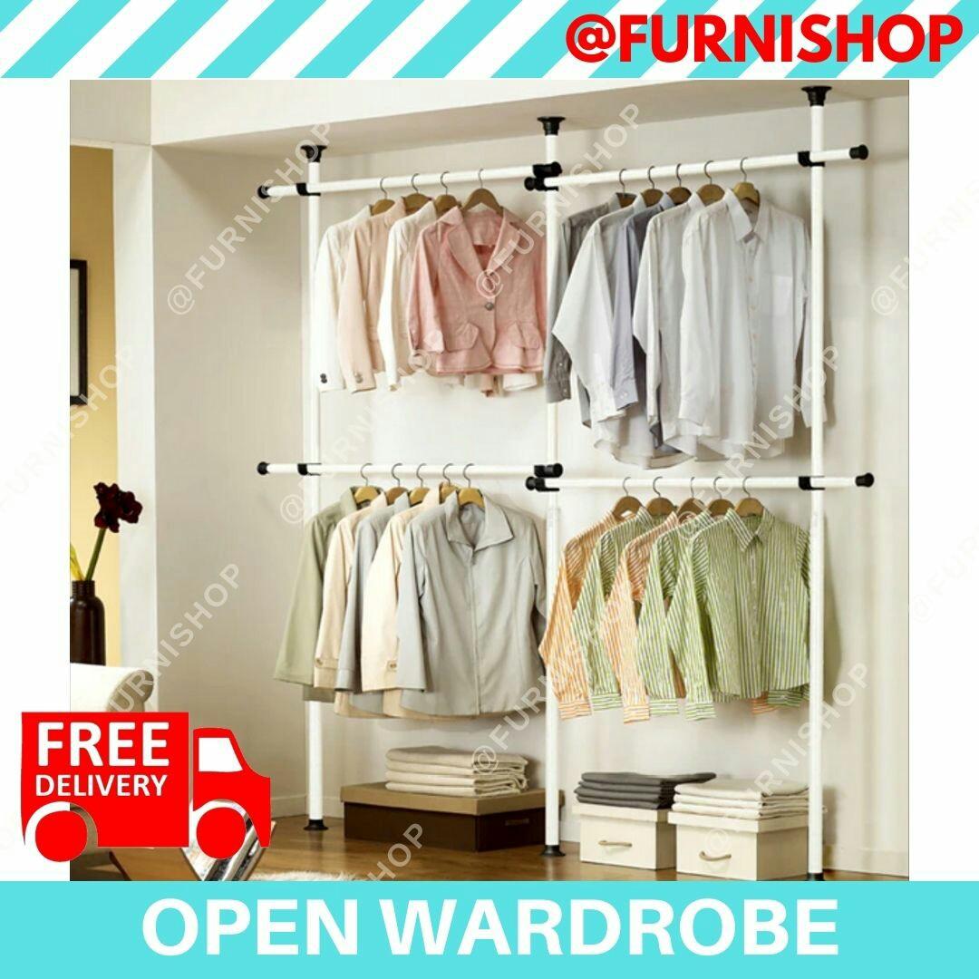 Free Delivery Open Pole Clothes Wardrobe Laundry Hanger Cheap Furnishop Furniture Shelves Drawers On Carousell