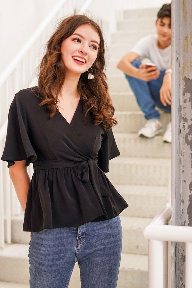 Wrap peplum top Clearance